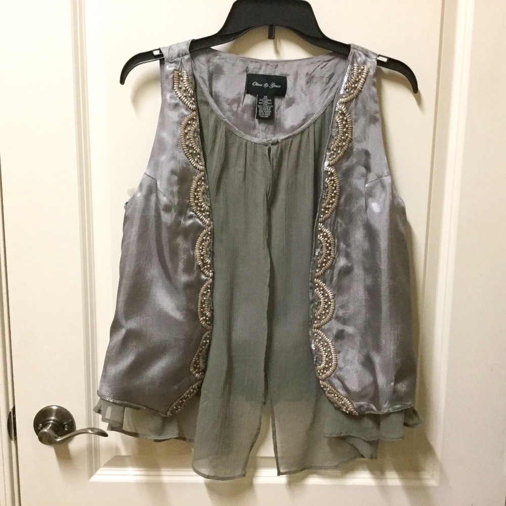 Olivia and grace chiffon and beaded top